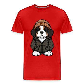 Saint Bernard Dog Winter - Men's Premium Organic T-Shirt - red - Front - Damien (186cm)