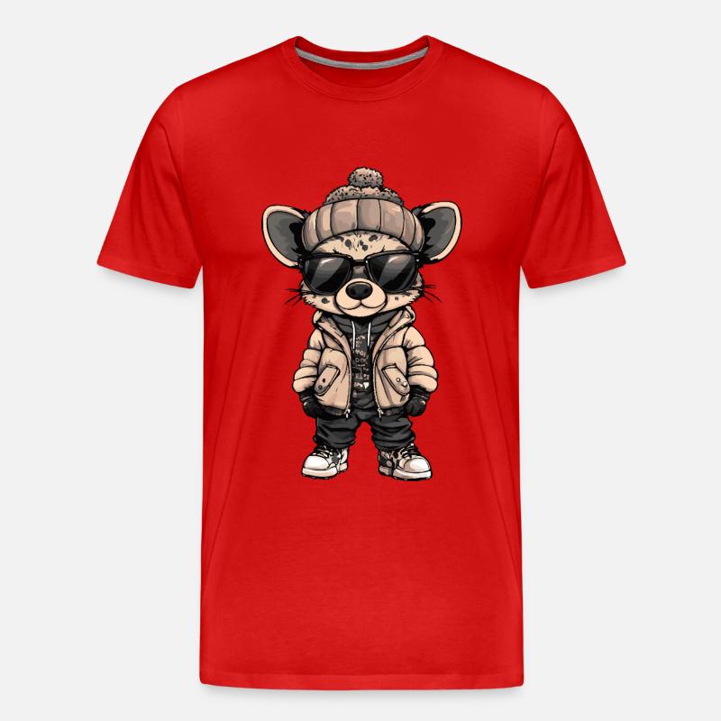 Hyäne Cool Comic - Männer Premium Bio T-Shirt - Rot
