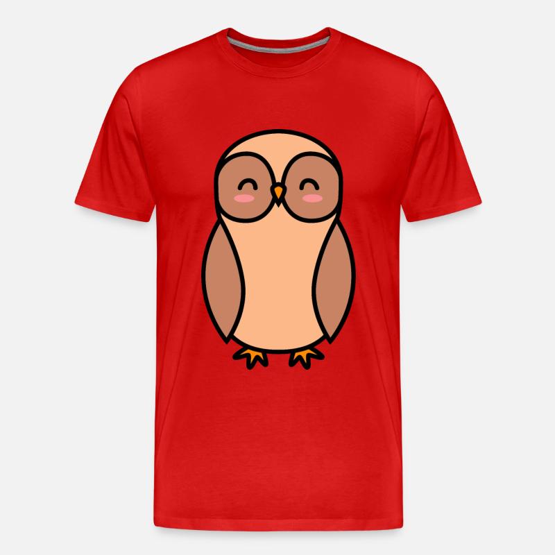 Eule Comic - Männer Premium Bio T-Shirt - Rot