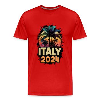 Italy 2024 Holiday Saying - Men's Premium Organic T-Shirt - red - Front - Damien (186cm)