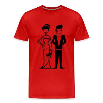 Wedding, Couple, Bride, Groom - Men's Premium Organic T-Shirt - red - Front - Damien (186cm)