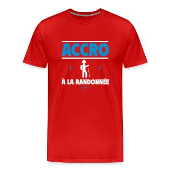 accro à la randonnée - T-shirt bio Premium Homme - rouge - Devant - Damien (186cm)