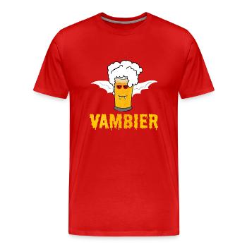 Vambier Halloween Bier Wortspiel Fledermaus Vampir - Männer Premium Bio T-Shirt - Rot - Vorne - Damien (186cm)
