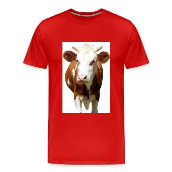 Affiche de vache - T-shirt bio Premium Homme - rouge - Devant - Damien (186cm)