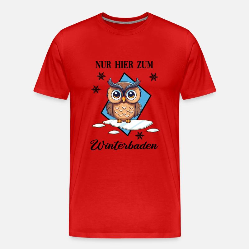Winterbaden Eisbade-Eule Winterschwimmen Kältebad - Männer Premium Bio T-Shirt - Rot