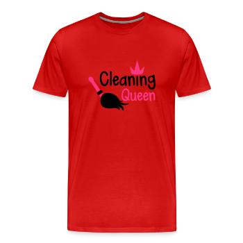 Reinigung Königin mit einem Besen und einer - Männer Premium Bio T-Shirt - Rot - Vorne - Damien (186cm)