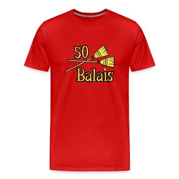 50 balais ans - T-shirt bio Premium Homme - rouge - Devant - Damien (186cm)