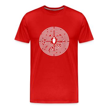 Vibrations of Exclusivity: Binaural Beats - Men's Premium Organic T-Shirt - red - Front - Damien (186cm)