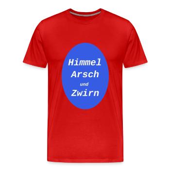 lustiger bayerischer Fluch - Männer Premium Bio T-Shirt - Rot - Vorne - Damien (186cm)