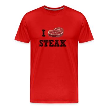 I Love Steak - Männer Premium Bio T-Shirt - Rot - Vorne - Damien (186cm)