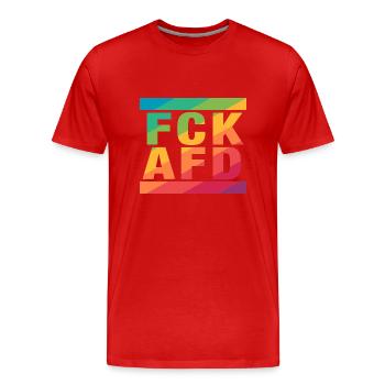 FCK AFD - Montrer l’exemple contre la droite, contre les nazis - T-shirt bio Premium Homme - rouge - Devant - Damien (186cm)