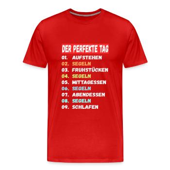 Der perfekte Tag Segeln - Männer Premium Bio T-Shirt - Rot - Vorne - Damien (186cm)