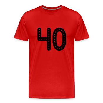 40 JAHRE. 40-jähriges JUBILÄUM. JUBILÄUM 40 JAHRE. 40 - Männer Premium Bio T-Shirt - Rot - Vorne - Damien (186cm)