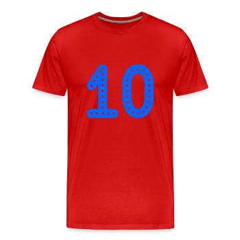 10 YEARS. 10th ANNIVERSARY. ANNIVERSARY 10 YEARS. 10 - Men's Premium Organic T-Shirt - red - Front - Damien (186cm)