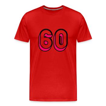 60 JAHRE. 60-JÄHRIGES JUBILÄUM. GEBURTSTAG 60 JAHRE. 60 - Männer Premium Bio T-Shirt - Rot - Vorne - Damien (186cm)