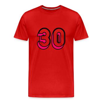 30. 30 ANS. 30e ANNIVERSAIRE. ANNIVERSAIRE 30 ANS - T-shirt bio Premium Homme - rouge - Devant - Damien (186cm)