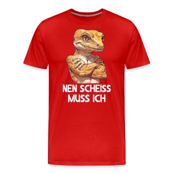 Gecko reptiles lizard I have to give a shit - Men's Premium Organic T-Shirt - red - Front - Damien (186cm)