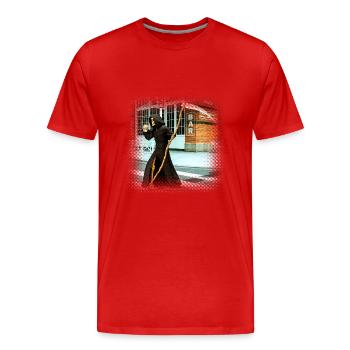 Coffee to go for death - Men's Premium Organic T-Shirt - red - Front - Damien (186cm)