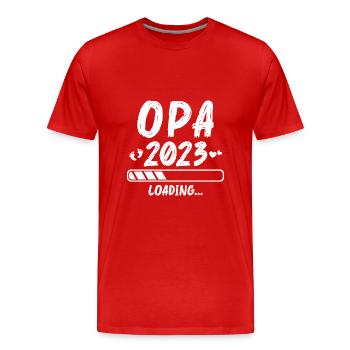 Werdender Opa Schwangerschaft verkünden 2023 - Männer Premium Bio T-Shirt - Rot - Vorne - Damien (186cm)