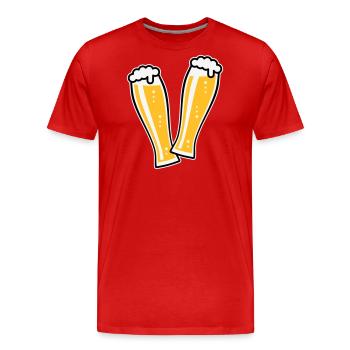 2 Weißbiergläser Stoßen An (Bier Weizenbier / 3C) - Männer Premium Bio T-Shirt - Rot - Vorne - Damien (186cm)