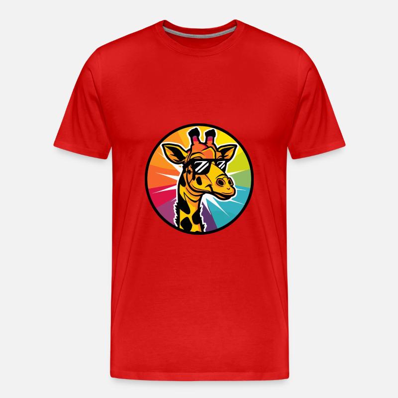 Giraffe Cool Sommer - Männer Premium Bio T-Shirt - Rot