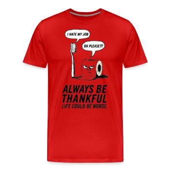 Lustiges Zahnbürste-Klopapier Shirt - Männer Premium Bio T-Shirt - Rot - Vorne - Damien (186cm)