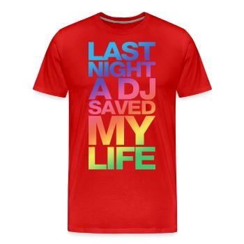 last_night_dj_dd - Men's Premium Organic T-Shirt - red - Front - Damien (186cm)