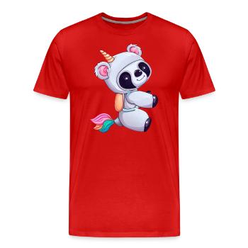 Koala-Einhorn Fusion, Fantastisches Tierdesign - Männer Premium Bio T-Shirt - Rot - Vorne - Damien (186cm)