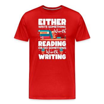 Écrivain Roman Littérature Auteur de livre - T-shirt bio Premium Homme - rouge - Devant - Damien (186cm)