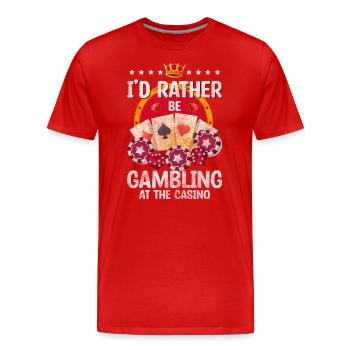 Poker Gewinn Doppelkopf Pik - Männer Premium Bio T-Shirt - Rot - Vorne - Damien (186cm)