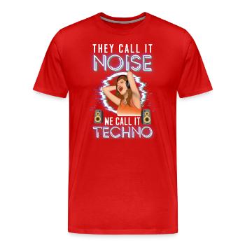 Rave Rave Musik Party Energie - Männer Premium Bio T-Shirt - Rot - Vorne - Damien (186cm)