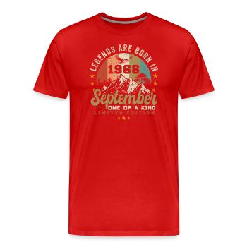 September 1966, born in 1966 - Men's Premium Organic T-Shirt - red - Front - Damien (186cm)