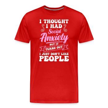 Timidement secret - T-shirt bio Premium Homme - rouge - Devant - Damien (186cm)