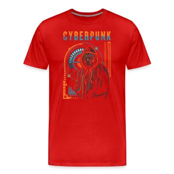 Cyborg Steampunk Tech - Men's Premium Organic T-Shirt - red - Front - Damien (186cm)