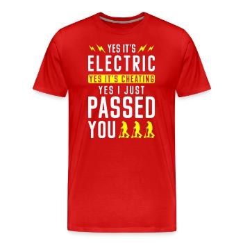Trottinette électrique - T-shirt bio Premium Homme - rouge - Devant - Damien (186cm)