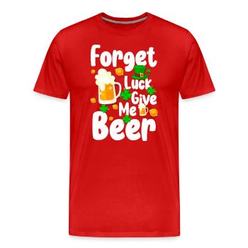 Irish Shamrock Leprechaun Celtic - Men's Premium Organic T-Shirt - red - Front - Damien (186cm)