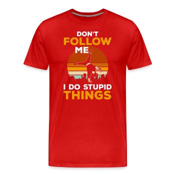 Freerunning Running Fitness - Men's Premium Organic T-Shirt - red - Front - Damien (186cm)