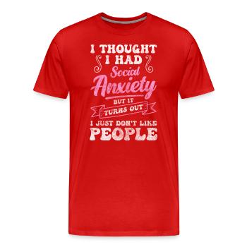 Introverti Solitaire réservé - T-shirt bio Premium Homme - rouge - Devant - Damien (186cm)