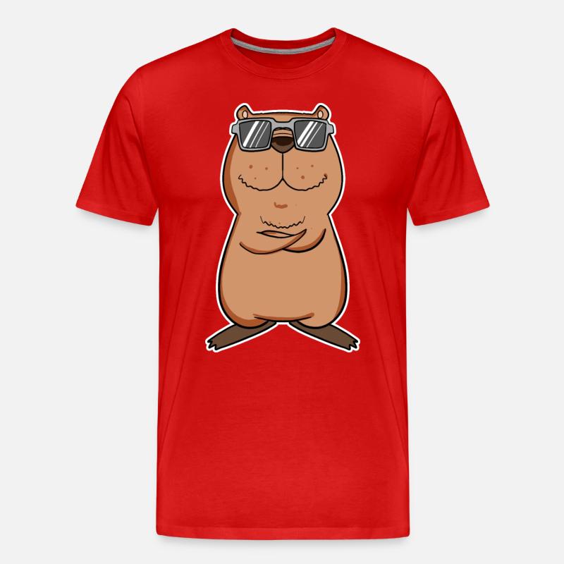 Capybara - Männer Premium Bio T-Shirt - Rot