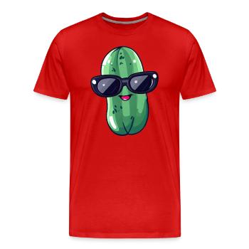 Cornichon kawaii frais avec lunettes de soleil – Drôle - T-shirt bio Premium Homme - rouge - Devant - Damien (186cm)