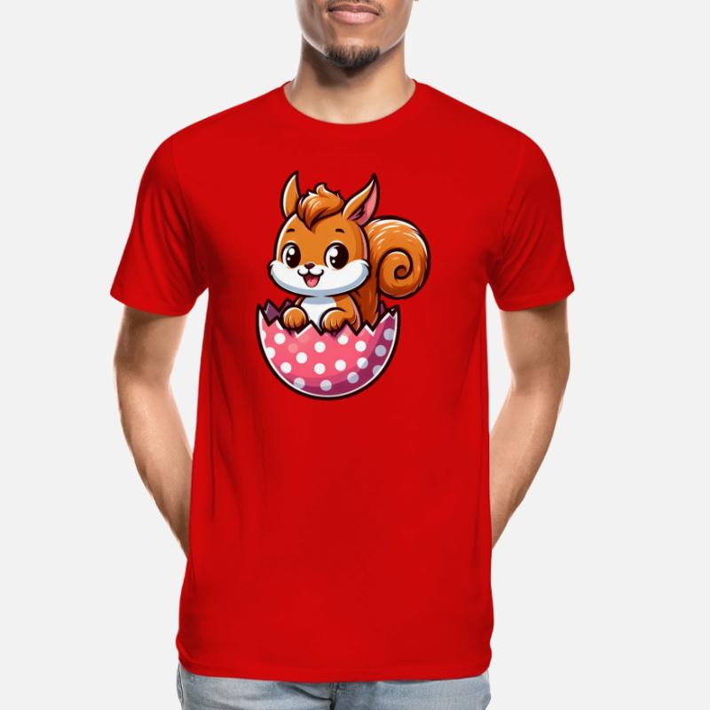 Süßes Eichhörnchen mit Osterei Comic Design Männer Premium Bio T-Shirt