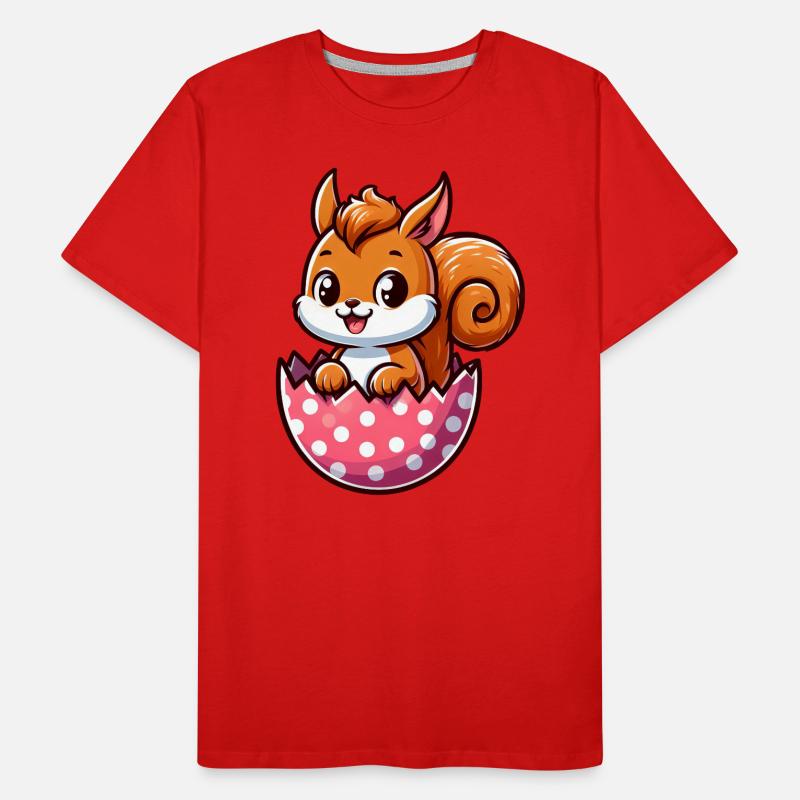Süßes Eichhörnchen mit Osterei Comic Design Männer Premium Bio T-Shirt
