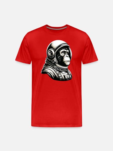 Pensive Monkey Astronaut Cosmos - Men's Premium Organic T-Shirt - red
