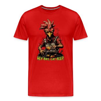 Bro BBQ Eat Beef - Men's Premium Organic T-Shirt - red - Front - Damien (186cm)