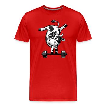Cow Bull Haltère Haltère Équilibre sur les mains - T-shirt bio Premium Homme - rouge - Devant - Damien (186cm)