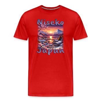 Niseko Japon Vacances de ski Vacances d’hiver Snow Grunge - T-shirt bio Premium Homme - rouge - Devant - Damien (186cm)