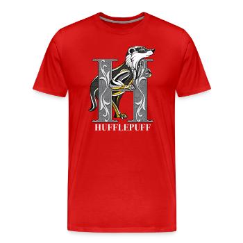 Harry Potter Hufflepuff Gold monochrom - Männer Premium Bio T-Shirt - Rot - Vorne - Damien (186cm)