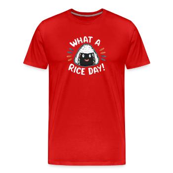 Onigiri souriant - T-shirt bio Premium Homme - rouge - Devant - Damien (186cm)