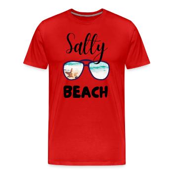SALTY BEACH - Men's Premium Organic T-Shirt - red - Front - Damien (186cm)