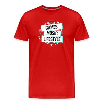 Games Music Lifestyle - Men's Premium Organic T-Shirt - red - Front - Damien (186cm)
